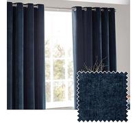 Yard Heavy Chenille Coppia Di Tende Ad Occhiello - Foderate Filtrante Per La Luce Velluto Morbido Tende (Marina - Larghezza 229 x Lunghezza 183cm)