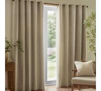 Yard Heavy Chenille Coppia Di Tende Ad Occhiello - Foderate Filtrante Per La Luce Velluto Morbido Tende (Lino - Larghezza 168 x Lunghezza 183cm)