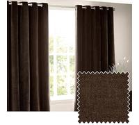 Yard Heavy Chenille Coppia Di Tende Ad Occhiello - Foderate Filtrante Per La Luce Velluto Morbido Tende (Marrone - Larghezza 117 x Lunghezza 183cm)