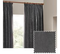 Yard Heavy Chenille Coppia Di Tende Piega A Matita - Foderate Filtrante Per La Luce Velluto Morbido Tende (Carbone - Larghezza 229 x Lunghezza 229cm)