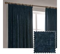 Yard Heavy Chenille Coppia Di Tende Piega A Matita - Foderate Filtrante Per La Luce Velluto Morbido Tende (Marina - Larghezza 117 x Lunghezza 137cm)