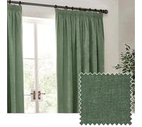 Yard Heavy Chenille Coppia Di Tende Piega A Matita - Foderate Filtrante Per La Luce Velluto Morbido Tende (Eucalipto - Larghezza 168 x Lunghezza 229cm)