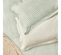 furn. Yard Hebden Coppia Di Federe Mélange Stripe 100% Cotone - Reversibile Bordo Oxford Testurizzato Morbido (Foresta - 50x75cm)