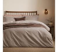 Yard Hebden A Righe Set Copripiumino (Espresso-King) | 100% Cotone Biancheria Da Letto Morbida Traspirante A Strisce Reversibili