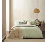 furn. Yard Hebden Cotone A Righe Mélange Set Copripiumino - Biancheria Da Letto Reversibile Ultra Morbida A Righe (Foresta - King UK Standard - 230x220cm)