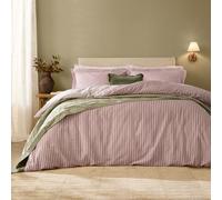 Yard Hebden A Righe Set Copripiumino (Legno Rosa-Super King) | 100% Cotone Biancheria Da Letto Morbida Traspirante A Strisce Reversibili