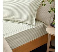 Yard Hebden Midi Striscia Lenzuolo Aderente - Ultra Morbido 100% Cotone Lenzuolo A Righe (Eucalipto - Super King - 180x200x32cm)