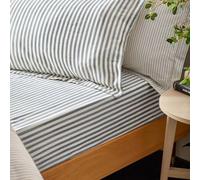 Yard Hebden Midi Striscia Lenzuolo Aderente - Ultra Morbido 100% Cotone Lenzuolo A Righe (Marina - Doppio - 137x190x32cm)