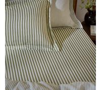 Yard Hebden Midi Striscia Lenzuolo Aderente - Ultra Morbido 100% Cotone Lenzuolo A Righe (Oliva - Singolo - 90x190x32cm)
