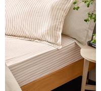 furn. Yard Hebden A Righe Cotone 100% Lenzuolo Aderente - Lenzuolo Ultra Morbido Letto Testurizzato (Rosa - Super King - 180x200x32cm)