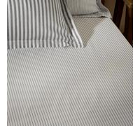Yard Hebden Sottile Striscia Lenzuolo Aderente - Ultra Morbido 100% Cotone Lenzuolo A Righe (Grigio - King UK Standard - 150x200x32cm)