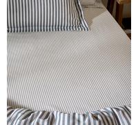 Yard Hebden Sottile Striscia Lenzuolo Aderente - Ultra Morbido 100% Cotone Lenzuolo A Righe (Marina - Singolo - 90x190x32cm)