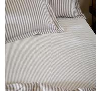 Yard Hebden Sottile Striscia Lenzuolo Aderente - Ultra Morbido 100% Cotone Lenzuolo A Righe (Mauve - Super King - 180x200x32cm)