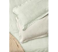 furn. Yard Hebden Coppia Di Federe Mélange Stripe 100% Cotone - Reversibile Bordo Oxford Testurizzato Morbido (Eucalipto - 50x75cm)
