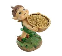 Yard Statues Outdoor, Resin Garden Figurines Bird Feeder, Cartoon Sculpture, Compact Lawn Ornament, Ideal for Cute Indoor-Outdoor Decor, Balcony and Backyard Feeding Station