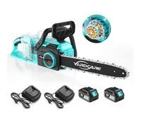 YARDCARE Motosega a Batteria 16 Pollici con Display LED, 2 Batterie YARDCARE 4Ah, Tensione Catena Senza Attrezzi, Velocità Catena 20 m/s, Motosega Indicatore Livello Olio e Lubrificazione Automatica