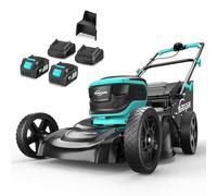 YARDCARE Tagliaerba a Batteria con 7 Altezze di Taglio, Fino a 675㎡, Tagliaerba Elettrico con Display LED, Larghezza di Taglio 41cm, Kit Mulching&Sacco Erba da 45L, Maniglia regolabile