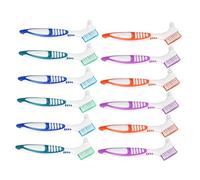 Yardenfun 12 Pezzi Spazzola per Pulizia Denti Finti Doppia Faccia Setole Dure per Protesi e Apparecchi Dentali Manico Antiscivolo Leggero per Anziani e Igiene Completa