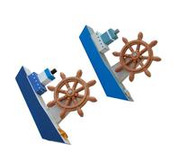 Yardenfun 2 Pezzi Modellino Barca Vela in Legno Mini Blu e Bianco Decorazione Marina Mediterranea per Casa e Festa Tema Mare Centrotavola Costiero Elegante