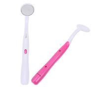 Yardenfun 2 Pezzi Specchio LED Antiappannamento con Luce Integrata Specchietto Professionale per Ispezione Accessorio Dentista in Abs Resistente Confezione da Rosa per Cura Orale Precisa