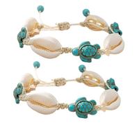 Yardenfun 2 pezzi Spiaggia Donna Boho con Conchiglie Naturali e Regolabili Braccialetti e Cavigliere Estive per Look Bohemien Mare