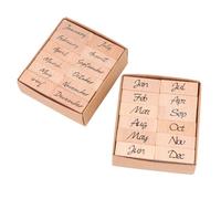 Yardenfun 24 Pezzi Set di Timbri in Legno e Gomma per Scrapbooking Lettere del Mese, Incisione Precisa, per Progetti Fai-da-te e Decorazioni di Diario