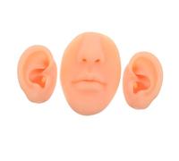Yardenfun 3 Pezzi Modelli di Orecchio in Silicone Morbido Set di Parti del Corpo in Silicone per Piercing e Trucco Flessibile Naso e Bocca Umani per Esercitazioni di Anatomia