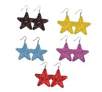 Yardenfun 5 Paia Orecchini in Pelle Pentagramma Cerchi Di Stelle Donna Orecchini Di Paillettes Orecchini Glitter Pendono Gioielli Stella Buio Orecchino Appuntito Pelle Sintetica