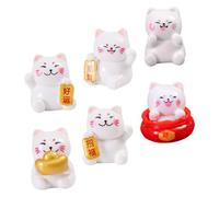 Yardenfun 6 Pezzi Miniature Gatti Giapponesi della Fortuna in Statue Lucky Cat Compatte e Artistiche per Decorazione Casa Ufficio Auto Regali per Amanti Gatti Portafortuna Feng Shui