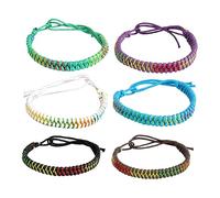 Yardenfun 6pezzi Bracciale Lavorato Maglia Mano in Cordoncino Cera Mano Per e Ragazze Bianco Caffè Blu