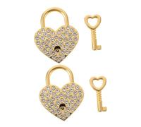 Yardenfun Lucchetto a Cuore Con Chiave e Piccolo Lucchetto Dell'amore in Lega Per Borse e Portagioie Set Da 2 Pezzi Color Oro