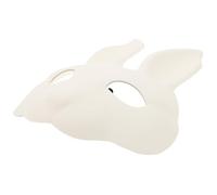 Yardenfun Maschera Coniglio Bianco Mezza Faccia in PU per Adulti Maschera Halloween e Carnevale da Dipingere Accessorio Te per Festa di Compleanno Pasqua e Cosplay