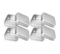 Yardenfun Portasapone Confezione da 4 Quadrato in Alluminio Doppio Strato Resistente alla Ruggine con Coperchio e Scarico e Facile da Pulire per Casa e Viaggio