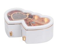 Yardenfun Scatola Portagioie Musicale a Doppio Cuore Carillon Ballerina Rotante in Legno Bianco Decorazione da Tavolo per Matrimoni Anniversari e Regali Romantici