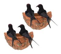 Yardenfun Set 2 Pezzi Decorazioni Murali a Forma di Rondine Nido Statuette Rustiche da Esterno in Stile Naturale Ornamenti Decorativi per Giardino e Casa