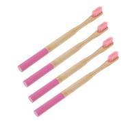 Yardenfun Spazzolino da Denti in Bamboo Biodegradabile per Adulti 4 Pezzi Setole Morbide Manico Antiscivolo in Pp per Uso Domestico e Viaggio Colore Rosa Colore Casuale