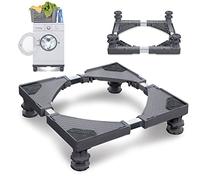 YARDIN Base per lavatrice, base per lavatrice, lavatrice, asciugatrice, congelatore, larghezza regolabile 44 - 75 cm, altezza 10 - 13 cm, grigio, 4 piedi senza ruote