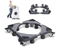 YARDIN Base per lavatrice, base per lavatrice, lavatrice, asciugatrice, congelatore, larghezza regolabile 44-75 cm, altezza 10-13 cm, grigio, 8 piedi con 4 ruote