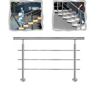 YARDIN Corrimano per scale in acciaio inox, ringhiera con 2 barre trasversali, ringhiera in acciaio inox per interni ed esterni, per scale, parapetto, giardino, balcone (100 cm, 3 barre trasversali)
