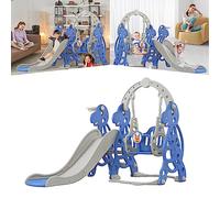 YARDIN Scivolo 4 in 1 per bambini, per interni a partire da 1 anno, attrezzi da gioco per bambini con cestino da basket, altalena e scalata, scivolo per bambini (arco)