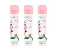 Yardley London English Rose Body Spray, Floral Mist, 3x 75ml