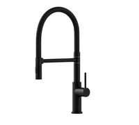 YardMonet Rubinetto da cucina nero, miscelatore da cucina con spray estraibile, rubinetto flessibile per lavello da cucina monocomando in acciaio inox per montaggio a 1 foro, nero opaco