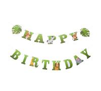 Yardwe 1 Set bandiera di tiro della lettera di compleanno felice primo striscione di compleanno decorazioni di compleanno nel bosco Banner di compleanno di dinosauro Carta