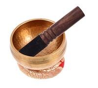 Yardwe 1 Set Ciotola Tibetana per Meditazione Rame con Legno e Cuscinetto Ciotola Sonora per Musicoterapia e Relax