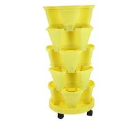 Yardwe 1 set di fioriere verticali a torre per fragole - vaso impilabile per patio e giardino - torre di piantagione a più livelli per piante da esterno 28,69 x 12,97 x 12,97 pollici