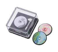 Yardwe 1 Set Mini Record Player Decor With Realistic Records For Creative Dollhouse Scenes Tiny Bedroom And Living Room Accessory