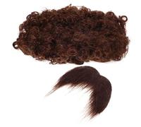 Yardwe 1 Set Parrucca Afro Accessorio Da Pirata Kit Per Barba Baffi Accessori Per Halloween Costumi Da Uomo Accessori Per Costumi Cosplay Riccioli Finti Filato In Fibra Chimica