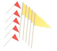 Yardwe 10Pezzi Bandiere di Segnalazione Triangolari Palo di Legno 40Cm Poliestere per Prato Irrigazione Marcatura Nuove Piante Rilievi Topografici