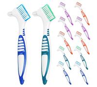 Yardwe 12 Pezzi Spazzolino per Protesi Doppia Faccia Portatile per Pulizia Profonda Dentiera Manico Antiscivolo Leggero Setole Morbide ed Efficaci per Denti Falsi e Apparecchi per Casa e