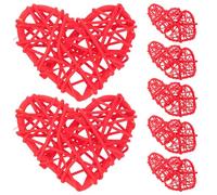 Yardwe 15 Pezzi Palline di Rattan a Forma di Cuore Rosse, Decorazioni Semplici e Decorative per Feste e Scenari Festival, Accessori Creativi e Romantici
